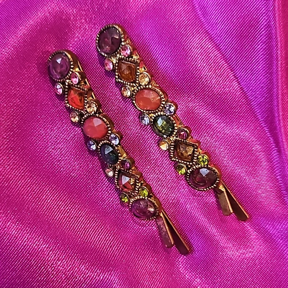 Rhinestone and Acrylic Crystal Hair Clips Lot of 14